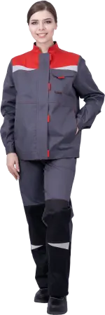 Костюм КМ-10 ЛЮКС жен. летний с БР (серый/красный)