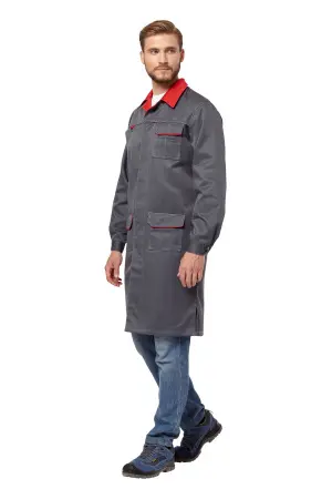 Халат СТРАЙК (серый/красный)