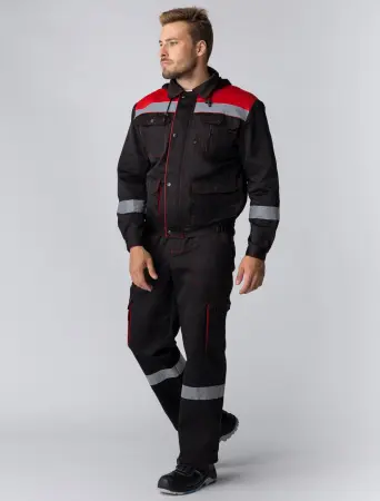 Костюм НЕЙЧ-2 СОП с капюшоном с ПК (черный/красный)