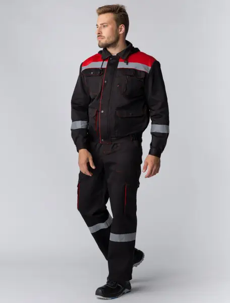 Костюм НЕЙЧ-2 СОП с капюшоном с ПК (черный/красный)