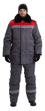 Костюм ВЬЮГА зимний с ПК (т.серый/красный)