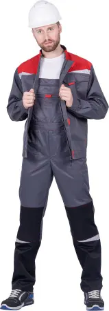 Костюм КМ-10 ЛЮКС летний с ПК (серый/красный)