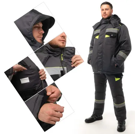 Костюм КОРВЕТ зимний с БР 4 класс (т.серый/черный/лимон)
