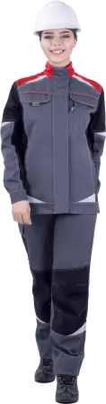 Куртка ТУРБО SAFETY женская (серый/чёрный/красный)