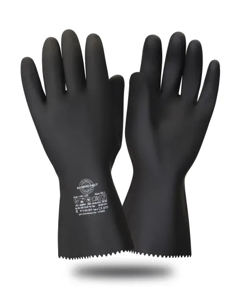 Перчатки SAFEPROTECT КЩС-1-SP LUX латекс слой Silver толщ.0,65мм (черный) ОТГРУЗКА КРАТНО 12 ПАР