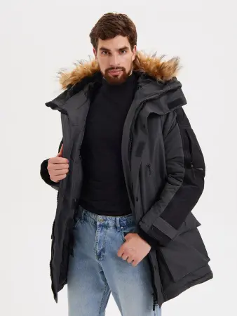 Куртка ПРЕМЬЕР зимняя (серый/черный)