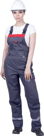 Полукомбинезон ХАЙ-ТЕК SAFETY женский (серый/красный)