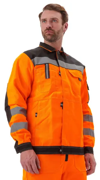 Костюм ПРОТЕКТ-ЛЮКС сигнальный с ПК (оранжевый/черный)