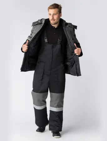 Костюм ПРОФИ-НОРД зимний с ПК (черный/серый)