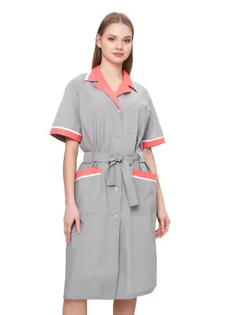 Халат ПРИБОЙ женский (св.серый/коралловый/белый)