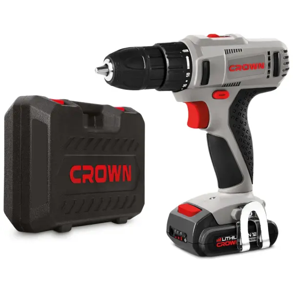 Аккумуляторный шуруповерт CROWN CT21052LH-1.5 BMC 12В Li-ion 2х1,5Ач 400/1400об/мин Аккумуляторный шуруповерт CROWN CT21052LH-1.5 BMC 12В Li-ion 2х1,5Ач 400/1400об/мин