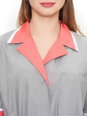 Халат ПРИБОЙ женский (св.серый/коралловый/белый)