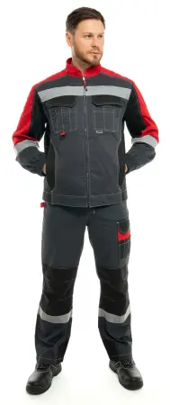 Костюм ФОРМУЛА КОТТОН ФП2 с ПК (т.серый/красный/черный)