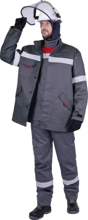 Куртка-накидка ЭЛЕКТРОСТОП ТЕРМО усиленная ЗЭТВ 11.8 (серый/красный)