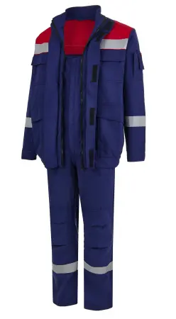 Костюм ЭНЕРГИЯ АРАМИД ЛАЙТ АЛ-2Л 15,1 кал/кв.см с ПК (т.синий/красный)