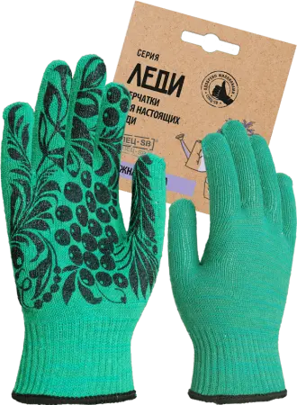 Перчатки х/б с ПВХ РЯБИНА-10 (зеленый)
