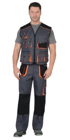 Жилет СИРИУС-МАНХЕТТЕН (т.серый/оранжевый/черный)