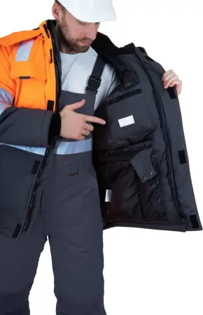 Костюм РЕФЛЕКТ-2 зимний I-III клим.пояс с ПК (оранжевый/серый)