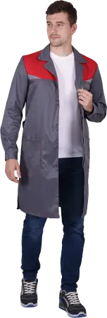 Халат КМ-10 ЛЮКС (серый/красный)