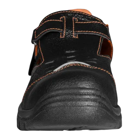 Полуботинки МАСТЕР ПУ кожаные с перфорацией с МП (черный/оранжевый)