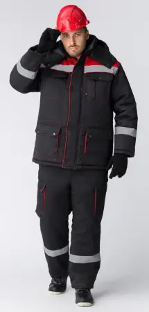 Костюм ТИТАН зимний с ПК (черный/красный)