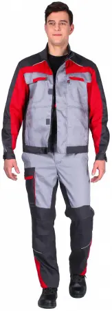 Костюм Факел NEW, п/к, т.серый/красный/св.серый