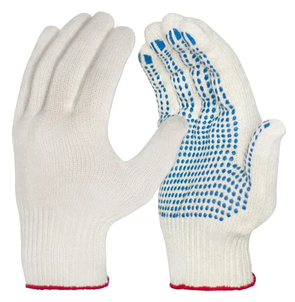 Перчатки х/б с ПВХ 6 нит 10-й класс (белый) ОТГРУЗКА КРАТНО 300 ПАР