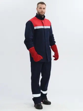 Костюм сварщика ВЕЛДСВАР-СОП 1 кл.защиты с БР (т.синий/красный)