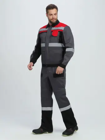 Костюм ВИВАТ-1 ПРЕМИУМ IMP с БР (т.серый/черный/красный)