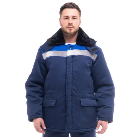 Куртка БРИГАДИР зимняя с манжетами с СОП (т.синий/васильковый)