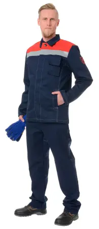 Костюм огнестойкий 1 кл. х/б с БР (синий/красный)