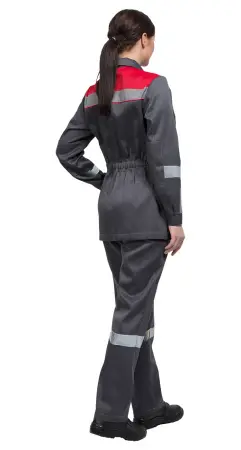 Костюм ТИМБЕР РФ женский с БР (серый/красный)