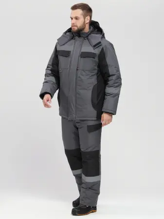 Костюм ВЕКТРОН-2 СОП зимний с ПК (т.серый/черный)