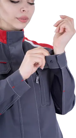 Куртка ТУРБО SAFETY женская (серый/чёрный/красный)