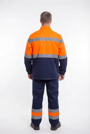 Костюм дорожника сигнальный 1 и 2 класс с БР (оранжевый/т.синий)