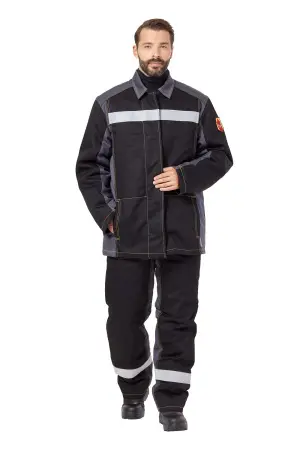 Костюм сварщика ФАЙМЕР 1 зимний с БР (серый/черный)