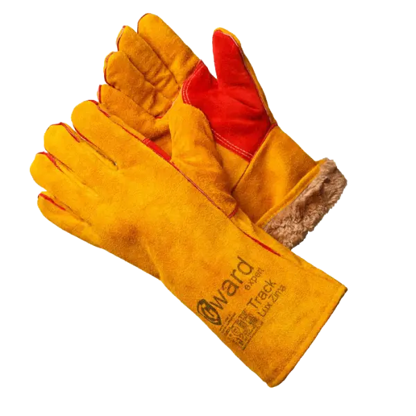 Краги TRACK LUX ZIMA из спилка усиленные мех-мутон (оранжевый)