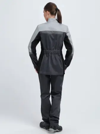 Костюм ВЕКТРОН-1 женский с БР (т.серый/св.серый/черный)