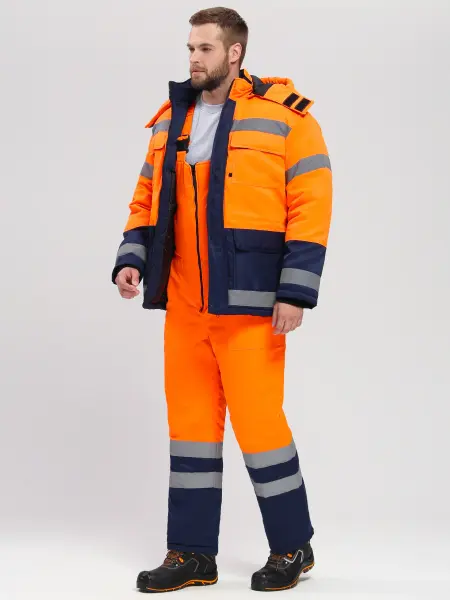 Костюм ДОРОЖНИК-УЛЬТРА зимний с ПК (оранжевый/т.синий)