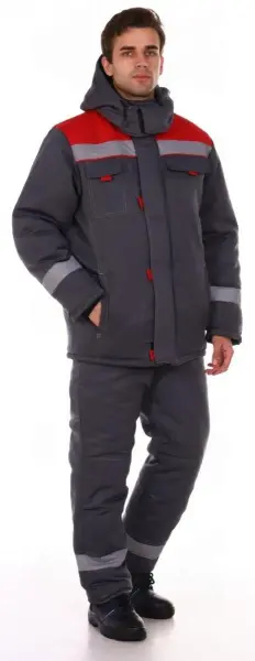 Костюм зимний с ПК (т.серый/красный)