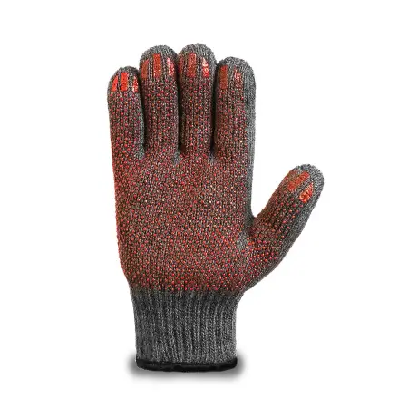 Перчатки шерстяные двойные с внутренним начесом и антискользящим покрытием (серый)