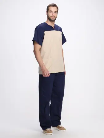 Костюм СТОМАТОЛОГ (т.синий/бежевый) мужские медицинские