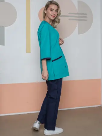 Костюм ВОЯЖ женский с БР (св.бирюзовый/т.синий) женские медицинские