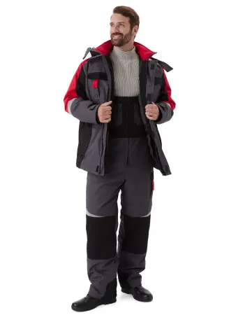 Костюм ВЕКТОР зимний с ПК (т.серый/черный/красный)