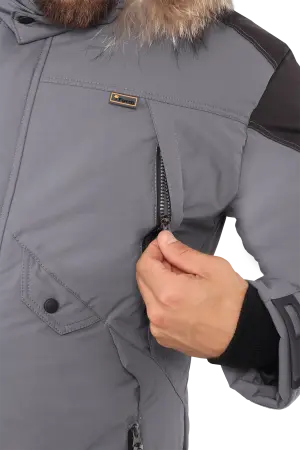 Куртка ХАЙ-ТЕК зимняя (серый/красный/черный)