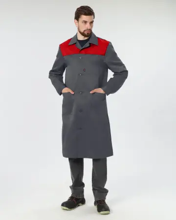 Халат ЛИГОР (т.серый/красный)