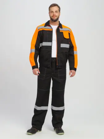 Костюм ВИВАТ-1 ПРЕМИУМ СН МВО с БР (черный/оранжевый)