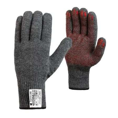 Перчатки шерстяные одинарные с внутренним начесом и антискользящим покрытием (серый)