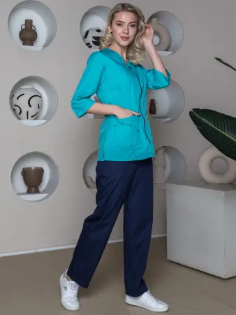 Костюм СПРИНТ женский с БР (бирюзовый/т.синий) женские медицинские