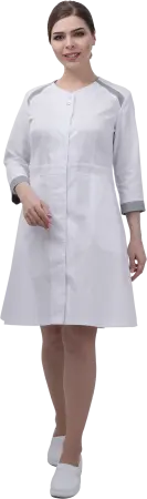 Халат МИРАЖ (белый/серый) женские медицинские